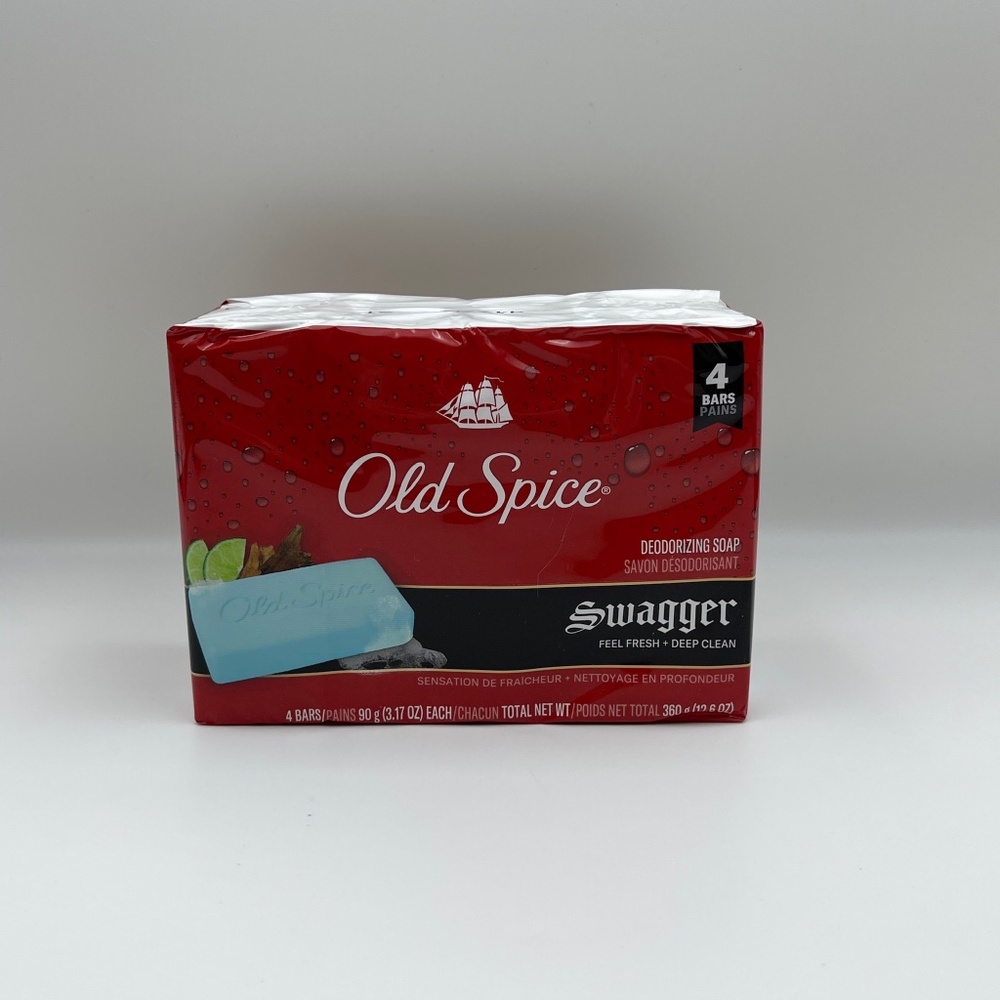 NEW SEALED Old Spice Swagger bar soap 4 bars pack feel fresh blue 90g each